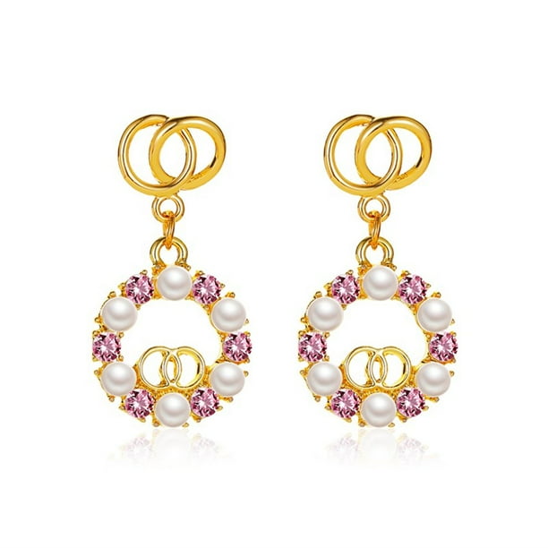 Simple Women Stud Earrings Alloy Multilayer Double Circles Pendant Simulation Pearl Charms Ladies Earring Jewelry Simple Women Stud Earrings Alloy Multilayer Double Circles Pendant Simulation Pearl Charms Ladies Earring Jewelry